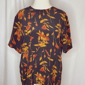 ANNA AND FRANK Silk Blouse Top - floral (S)
